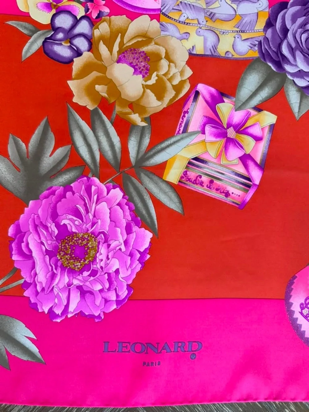 Leonard Silk Scarf Red Floral Made in Italy